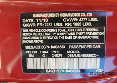 2017 Infiniti Qx30 Base z USA, uszkodzony, nr VIN SJKCH5CP4HA031833